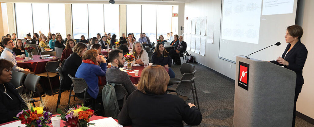 Maura Healey speaking at Hunger to Health Collaboratory events