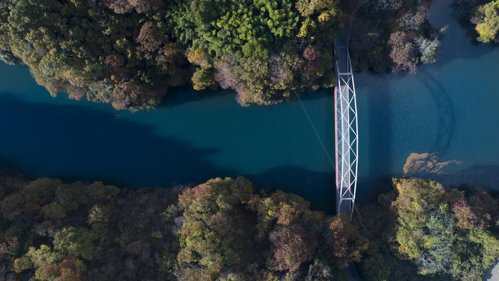 Upstream Healthcare: Birds-eye view of a bridge over a river. Getty images