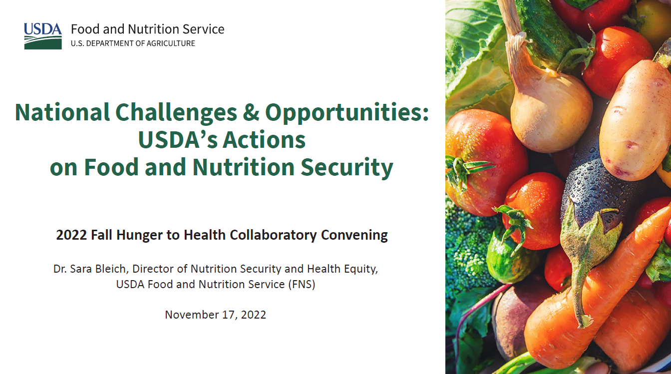 H2HC Fall Summit National Challenges & Opportunities USDA’s Actions